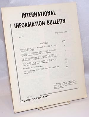 Seller image for International information bulletin, no. 7, September 1970 for sale by Bolerium Books Inc.