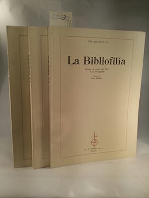 Bild des Verkufers fr La Bibliofilia - Rivista di storia del libro e di bibliografia; Band 1, 2 und 3 1994 zum Verkauf von ANTIQUARIAT Franke BRUDDENBOOKS