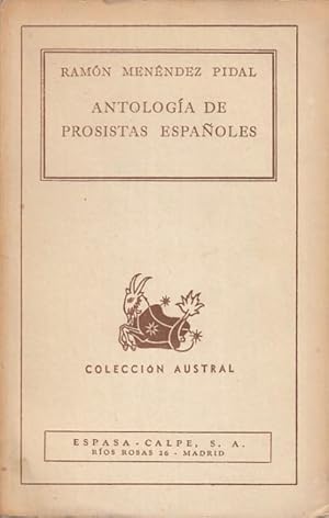 Image du vendeur pour ANTOLOGIA DE PROSISTAS ESPAOLES mis en vente par Librera Vobiscum