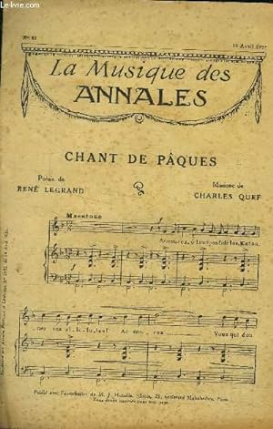 Seller image for La musique des annales (supplment aux annales politiques et littraires) N 41 : 19 avril 1925 : chant de Pques for sale by Le-Livre