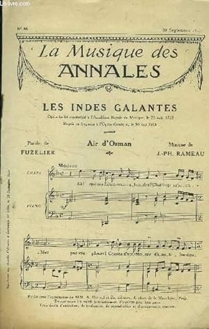 Seller image for La musique des annales (supplment aux annales politiques et littraires) N 46 : 20 septembre 1925 : Les Indes galantes for sale by Le-Livre