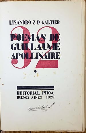 Imagen del vendedor de 32 poemas de Guillaume Apollinaire. a la venta por Chaco 4ever Books