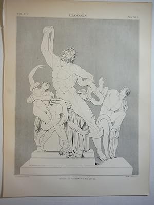 Antique Engraving of the Laocoon from Encyclopaedia Britannica, Ninth Edition Vol. XIV Plate V (1...