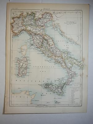 Antique Map of Italy from Encyclopaedia Britannica, Ninth Edition Vol. XIII Plate IV (1881)