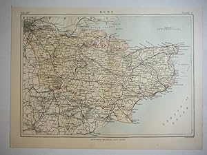 Antique Map of Kent from Encyclopaedia Britannica, Ninth Edition Vol. XIV Plate I (1882)