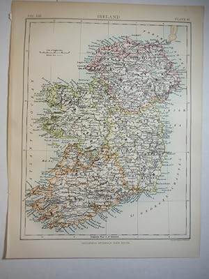 Antique Map of Ireland from Encyclopaedia Britannica, Ninth Edition Vol. XIII Plate III (1881)