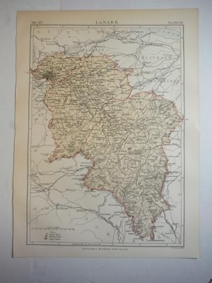 Antique Map of Lanark from Encyclopaedia Britannica, Ninth Edition Vol. XIV Plate III (1882)