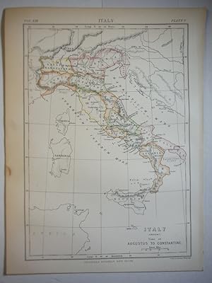 Antique Map of Italy(Acient Time of Augustus to Constantine from Encyclopaedia Britannica, Ninth ...