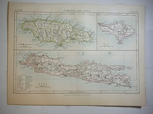Antique Map of Jamaica and Java from Encyclopaedia Britannica, Ninth Edition Vol. XIII Plate VIII...