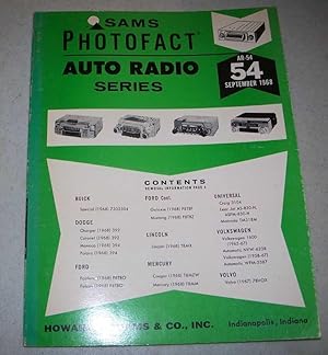 Image du vendeur pour Sams Photofact Auto Radio Series, Volume 54, AR-54, September 1968 mis en vente par Easy Chair Books