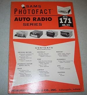 Image du vendeur pour Sams Photofact Auto Radio Series, Volume 171, AR-171, June 1974 mis en vente par Easy Chair Books