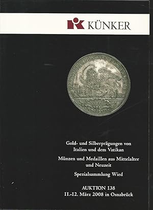 Auktionskatalog: Auktion 138. Gold- und Silberprägungen von Italien und dem Vatikan.Münzen und Me...