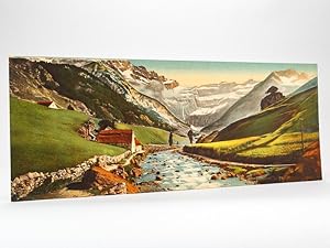 Gavarnie - Le Cirque et le Gave [ Vue panoramique géante en couleurs format 56 x 22 cm ]