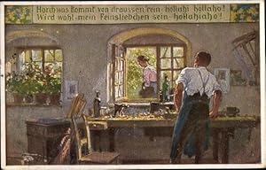 Seller image for Lied Ansichtskarte / Postkarte Hey, Paul, Volksliederkarte 57, Horch was kommt von drauen rein for sale by akpool GmbH