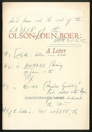 Imagen del vendedor de Olson/Den Boer: A Letter a la venta por Between the Covers-Rare Books, Inc. ABAA