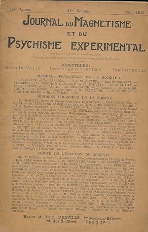 Bild des Verkufers fr Journal du magntisme et du psychisme exprimental. 68 anne - 41e Volume - Aot 1913 zum Verkauf von LIBRAIRIE GIL-ARTGIL SARL