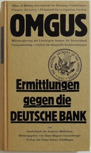 Bild des Verkufers fr O.M.G.U.S.-Ermittlungen gegen die Deutsche Bank zum Verkauf von Peter-Sodann-Bibliothek eG