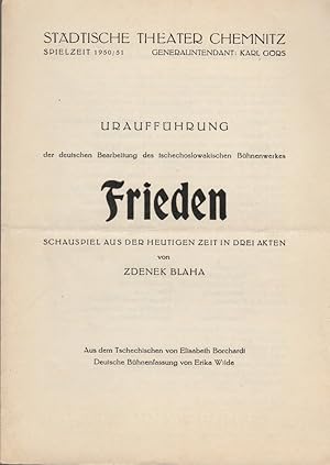 Seller image for Programmheft Urauffhrung Zdenek Blaha FRIEDEN Spielzeit 1950 / 51 for sale by Programmhefte24 Schauspiel und Musiktheater der letzten 150 Jahre