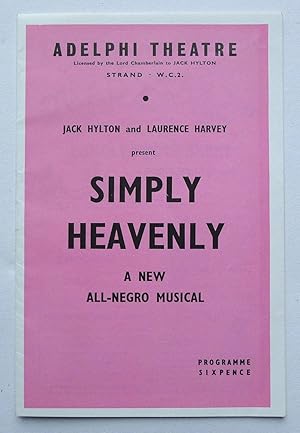 Imagen del vendedor de Jack Hylton and Laurence Harvey present Simply Heaven. A New All-Negro Musical. Adelphi Theatre (1958). Decor by Edward Burra. a la venta por Roe and Moore