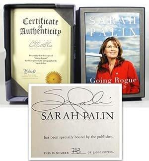 Immagine del venditore per Sarah Palin GOING ROUGE Signed Limited First Edition, First Printing w/COA, Leather Tray Case No. 825 [As New] venduto da veryfinebooks