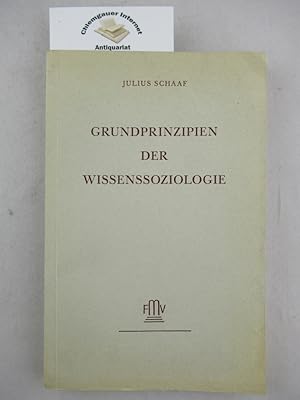 Immagine del venditore per Grundprinzipien der Wissenssoziologie. venduto da Chiemgauer Internet Antiquariat GbR