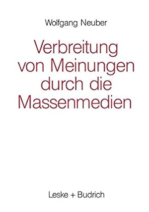 Seller image for Verbreitung von Meinungen durch die Massenmedien. for sale by Antiquariat Buchseite