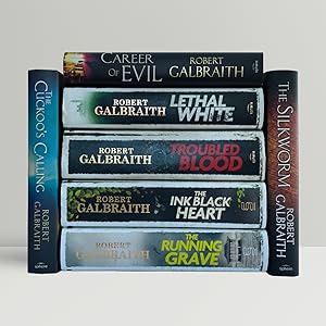Seller image for Set of all seven Cormoran Strike novels - The Cuckoo's Calling/The Silkworm/Career of Evil/Lethal White/Troubled Blood/Ink Black Heart and The Running Grave - All in Near Fine to Fine Condition for sale by John Atkinson Books ABA ILAB PBFA