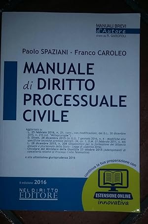 Immagine del venditore per Manuale di diritto processuale civile. venduto da librisaggi