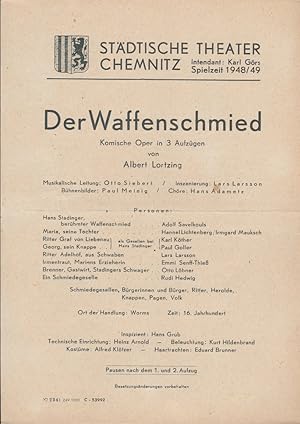 Seller image for Theaterzettel Albert Lortzing DER WAFFENSCHMIED Spielzeit 1948 / 49 for sale by Programmhefte24 Schauspiel und Musiktheater der letzten 150 Jahre