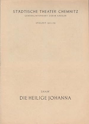 Seller image for Programmheft Bernard Shaw DIE HEILIGE JOHANNA Spielzeit 1951 / 52 for sale by Programmhefte24 Schauspiel und Musiktheater der letzten 150 Jahre
