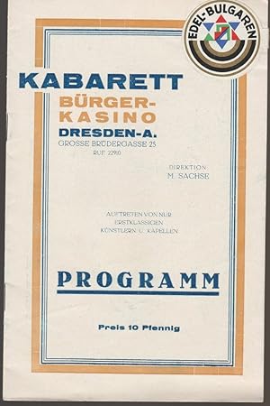 Programmheft Gastspiel Fred vom Hof 1. - 7. Dezember 1928