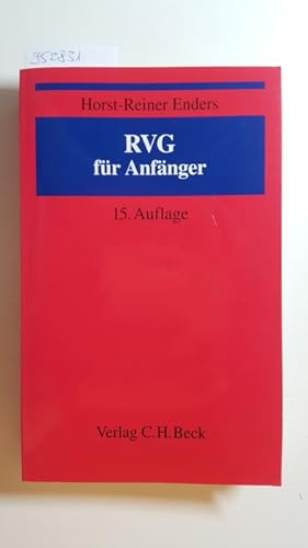Bild des Verkufers fr RVG fr Anfnger zum Verkauf von Gebrauchtbcherlogistik  H.J. Lauterbach