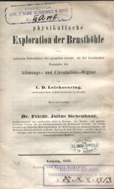 Die physikalische Exploration der Brusthöhle zur sicheren Erkenntniss der gesunden sowohl, als de...