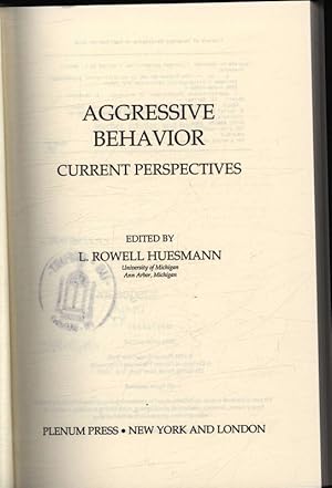 Bild des Verkufers fr Aggressive behavior. Current perspectives. The Springer Series in Social Clinical Psychology. zum Verkauf von Antiquariat Bookfarm