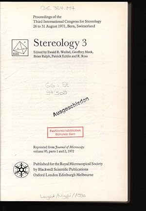 Immagine del venditore per Stereology 3 : Proceedings of the Third International Congress for Stereology, 26 to 31 August 1971, Bern, Switzerland. venduto da Antiquariat Bookfarm