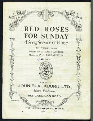 Imagen del vendedor de Red Roses For Sunday: A Song Service Of Praise For Women's Voices a la venta por Hall of Books