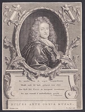 Bild des Verkufers fr De moeder van de negen Zanggodinnen Heest zich dit beelt." - Joan de Haes (1685-1723) Dutch writer poet Rotterdam Portrait zum Verkauf von Antiquariat Steffen Vlkel GmbH