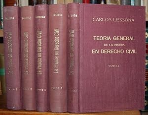 Imagen del vendedor de TEORIA GENERAL DE LA PRUEBA EN DERECHO CIVIL O EXPOSICION COMPARADA DE LOS PRINCIPIOS DE LA PRUEBA EN MATERIA CIVIL Y DE SUS DIVERSAS APLICACIONES EN ITALIA, FRANCIA, ALEMANIA, ETC. Traducido por Enrique Aguilera de Paz a la venta por Fbula Libros (Librera Jimnez-Bravo)