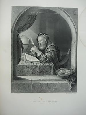 R. Wallis Antique Steel Engraving "The Writing Master" after a Painting by Frans van Mieris the E...
