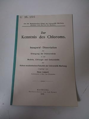 Zur Kenntnis des Chloroms. Inaugural-Dissertation (Marburg)