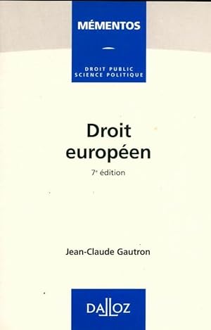 Droit europ?en - Jean-Claude Gautron