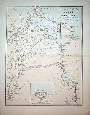 EGYPT, SUEZ MAP ca. 1882 by. J. Bartholomew, Title: Country Between Cairo And Suez Canal To Illus...