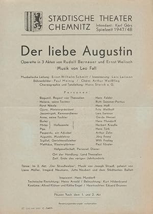 Seller image for Theaterzettel Leo Fall DER LIEBE AUGUSTIN Spielzeit 1947 / 48 for sale by Programmhefte24 Schauspiel und Musiktheater der letzten 150 Jahre