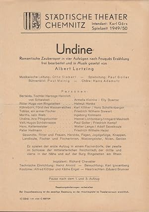 Seller image for Theaterzettel Albert Lortzing UNDINE Spielzeit 1949 / 50 for sale by Programmhefte24 Schauspiel und Musiktheater der letzten 150 Jahre