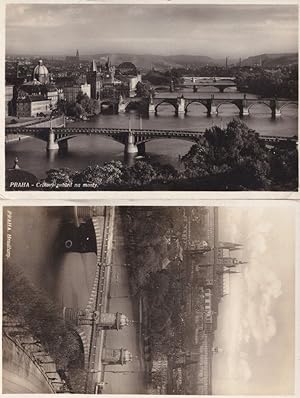 Praha Prague Celkovy Pohled Ma Mosty Hradcany 2x Real Photo Postcard s