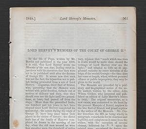 Bild des Verkufers fr Memoirs Of The Reign Of George II From His Accession To The Death Of Queen Caroline, Book Review zum Verkauf von Legacy Books II