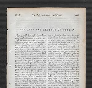 Image du vendeur pour Life, Letters, And Literary Remains Of John Keats, Book Review mis en vente par Legacy Books II