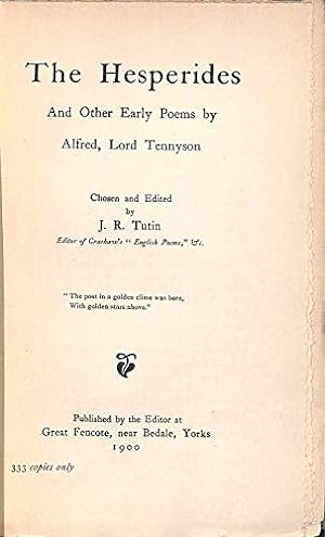 Bild des Verkufers fr The Hesperides, and other early poems, . Chosen and edited by J. R. Tutin zum Verkauf von WeBuyBooks