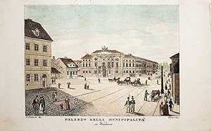 WARSAW, Poland (Warschau) ca.1820 view, antique print, Title: Palazzo della Municipalita in Warsa...