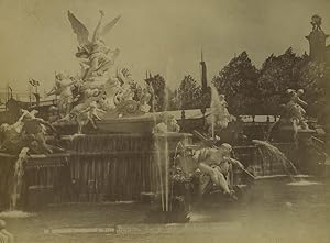 France Paris World Fair Fontaine de Coutan Monument Fountain Old Photo 1889